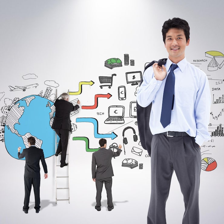 Home composite image portrait relaxed businessman with his jacket his shoulder 1134 36682