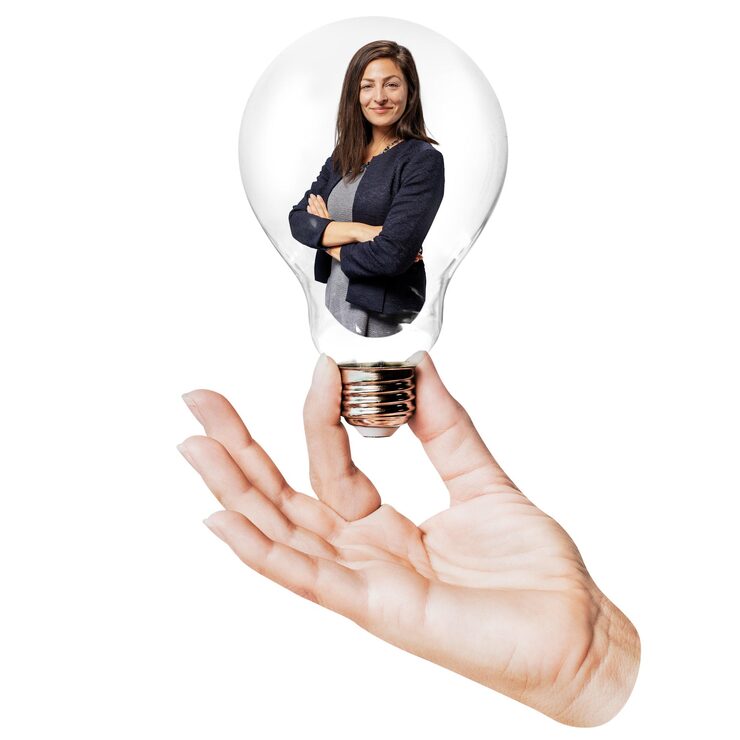 Home confident businesswoman png sticker hand holding light bulb women empowerment concept transparent background 53876 950672
