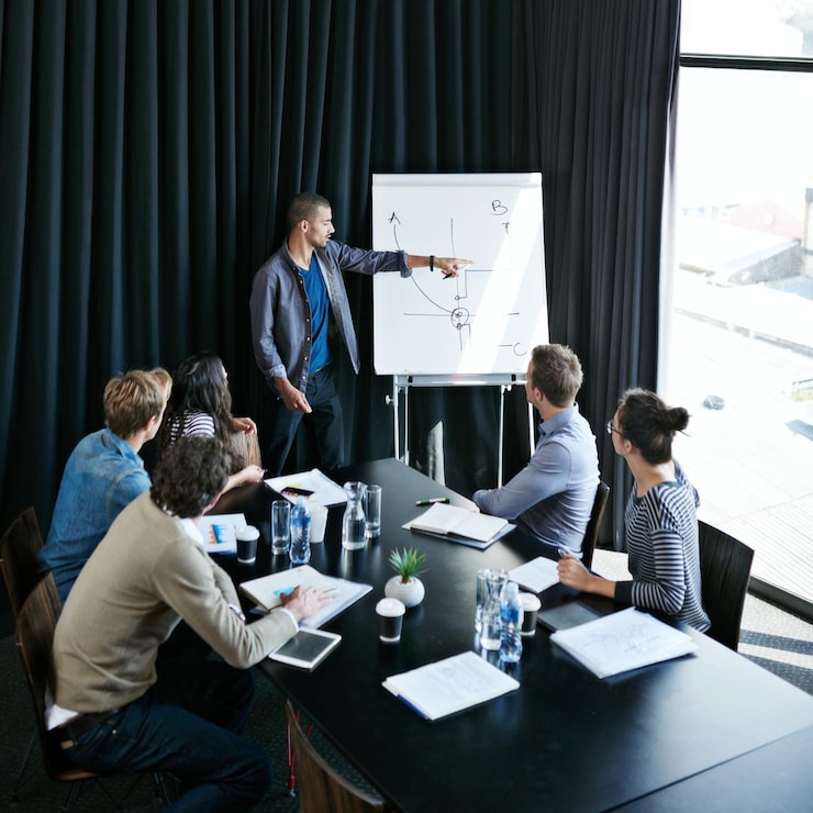 Home man presentation employees boardroom meeting business planning white board demonstration presenter company goal idea with strategy collaboration professional project 590464 361552