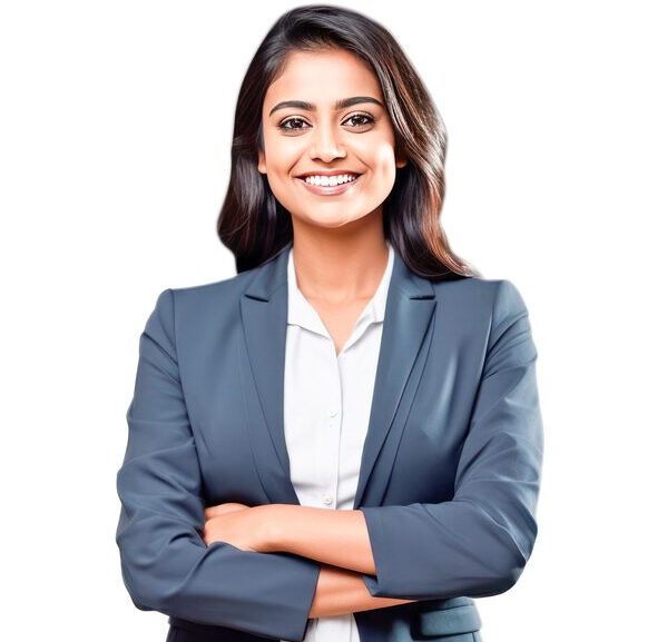 Home young female corporate employee standing confidently 601128 7715